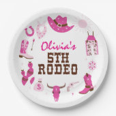 Fifth Rodeo Pink Western Cowboy 5. Geburtstag Pappteller (Vorderseite)