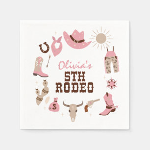 Fifth Rodeo Pink Western Cowboy 5. Geburtstag Serviette
