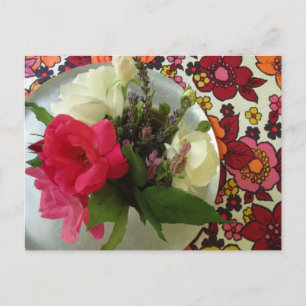 Fifties Fabric Flower Postcard Postkarte