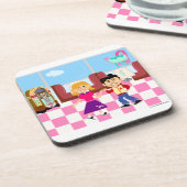 Fifties Fun Sock Hop Diner Cartoon Retro Design Untersetzer (Linke Seite)