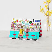 Fifties Retro Drehmoment Happy Valentine's Day Karte (Gelbe Blume)