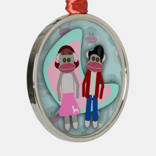 Fifties Sock Hock Sock Affen Retro Art Cartoon Silbernes Ornament (Rechts)