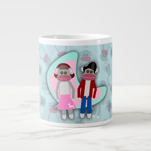 Fifties Sock Hop Sock Affen Jumbo-Tasse (Vorderseite)