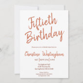 Fiftieth Birthday Rustic Boho Typography 50th Einladung (Vorderseite)