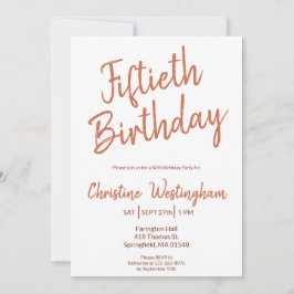 Fiftieth Birthday Rustic Boho Typography 50th Einladung