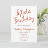 Fiftieth Birthday Rustic Boho Typography 50th Einladung (Stehend Vorderseite)