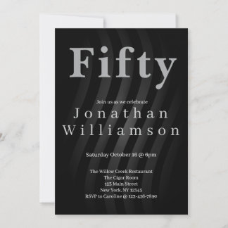 Fifty | 50th Birthday Party Black Einladung