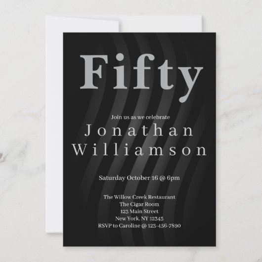 Fifty | 50th Birthday Party Black Einladung (Vorderseite)