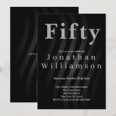 Fifty | 50th Birthday Party Black Einladung (Vorne/Hinten)