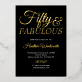 Fifty and Fabulous 50th Birthday Foil Script Folieneinladung (Vorderseite)