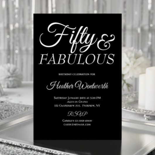 Fifty and Fabulous 50th Birthday Foil Script Folieneinladung