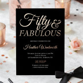 Fifty and Fabulous 50th Birthday Foil Script Folieneinladung