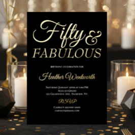 Fifty and Fabulous 50th Birthday Foil Script Folieneinladung