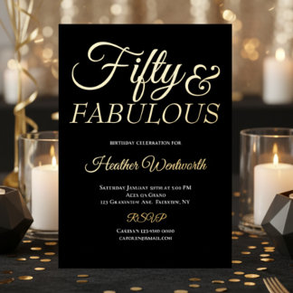 Fifty and Fabulous 50th Birthday Foil Script Folieneinladung