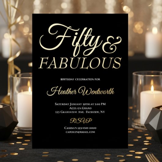 Fifty and Fabulous 50th Birthday Foil Script Folieneinladung