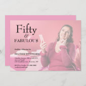 Fifty and Fabulous 50th Birthday Photo Invitation Einladung (Vorne/Hinten)