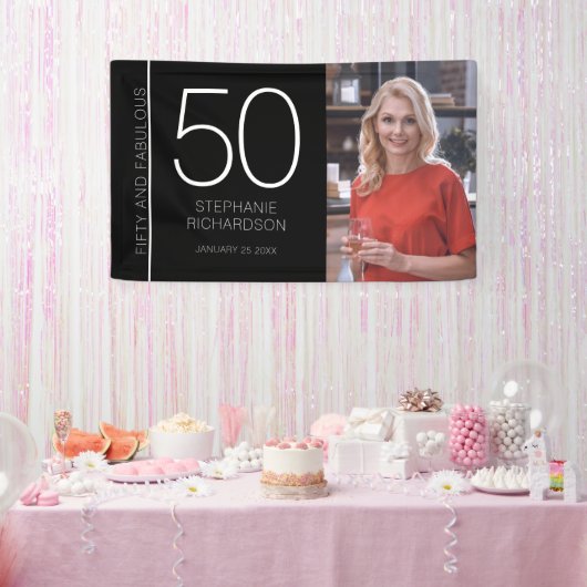 Fifty and Fabulous 50th Birthday Photo Poster Banner (Party)