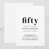 Fifty and Fabulous Black 50th Birthday Party  Einladung (Vorne/Hinten)