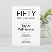 Fifty and Fabulous Black and White  Einladung (Stehend Vorderseite)
