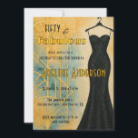 Fifty and Fabulous Black Gold Art Deco 50th  Einladung<br><div class="desc">An elegant and sophisticated Fifty and Fabulous simple minimal Art Deco black and gold 50th birthday invitation, that you can personalize and send out for your fiftieth birthday party celebration. The words "Fifty and Fabulous" are set on an Art Deco inspired background with Art Deco font typography, placed aside a...</div>