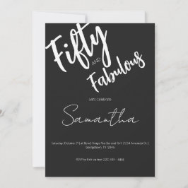Fifty and Fabulous Black Script 50th Birthday Einladung