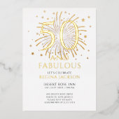 Fifty and Fabulous Black White 50th Birthday Party Folieneinladung (Vorderseite)