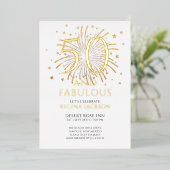 Fifty and Fabulous Black White 50th Birthday Party Folieneinladung (Stehend vorne)