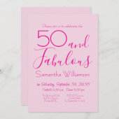 Fifty and Fabulous Blush Pink 50th Birthday Party Einladung (Vorne/Hinten)