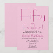 Fifty and Fabulous Blush Pink 50th Birthday Party Einladung (Vorne/Hinten)
