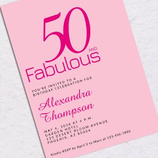 Fifty and Fabulous Blush Pink 50th Birthday Party Einladung