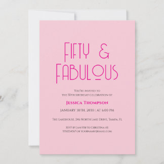 Fifty and Fabulous Blush Pink 50th Birthday Party Einladung