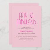 Fifty and Fabulous Blush Pink 50th Birthday Party Einladung (Vorne/Hinten)