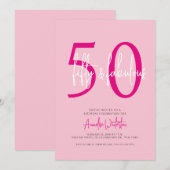 Fifty and Fabulous Blush Pink 50th Birthday Party Einladung (Vorne/Hinten)