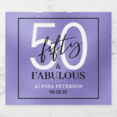 Fifty and Fabulous Bold 50th Birthday Party Schaumweinetikett (Einzelnes Label)