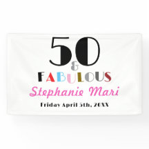Fifty and Fabulous Bold Photo 50th Birthday Banner