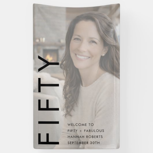 Fifty and Fabulous Bold Photo 50th Birthday Party Banner (Vertikal)