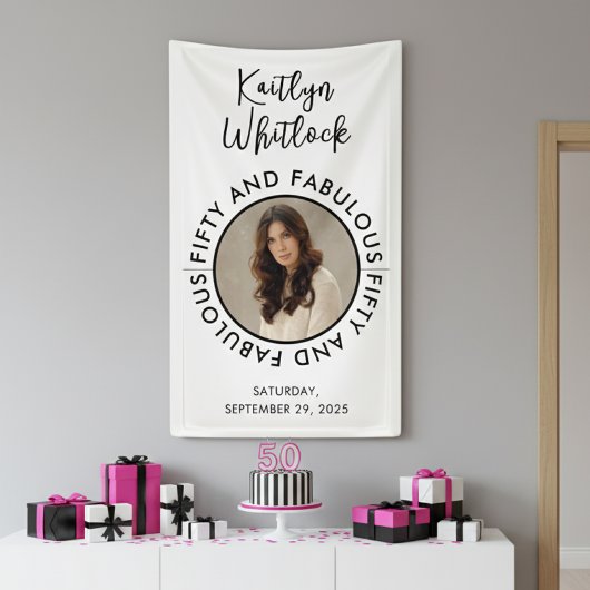 Fifty and Fabulous Bold Photo 50th Birthday Party Banner