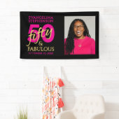 Fifty and Fabulous Bold Photo 50th Birthday Party Banner (Insitu)