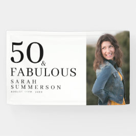 Fifty and Fabulous Bold Photo 50th Birthday Party Banner