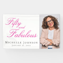 Fifty and Fabulous Bold Photo 50th Birthday Party Banner