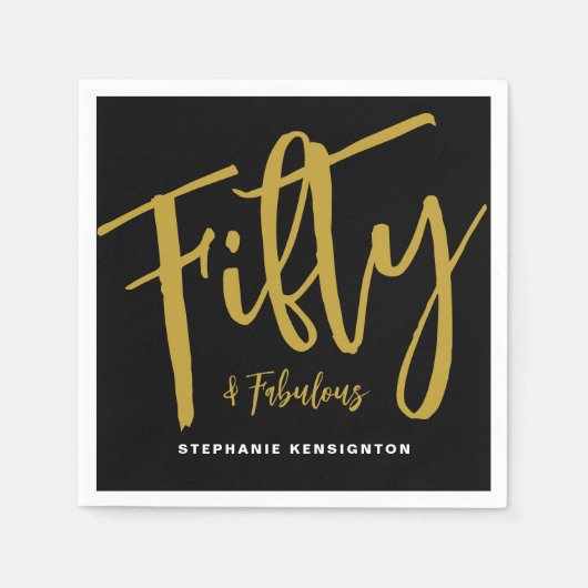 Fifty and Fabulous Bold Script 50th Birthday Party Serviette (Vorderseite)
