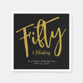 Fifty and Fabulous Date Name 50th Birthday Party Serviette