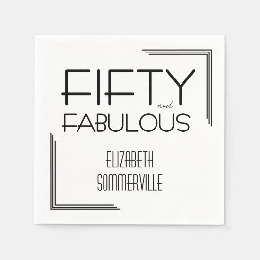 Fifty and Fabulous Deco Bold 50th Birthday Party Serviette (Vorderseite)