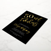 Fifty and Fabulous Gold Black 50th Birthday Party Folieneinladung (Gedreht)