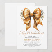 Fifty and Fabulous Gold Bow 50th Birthday Party Einladung (Vorne/Hinten)