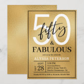 Fifty and Fabulous Gold Script 50th Birthday Einladung (Vorne/Hinten)