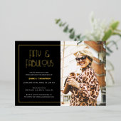 Fifty and Fabulous Gold Text Photo 50th Birthday Folieneinladung (Stehend vorne)