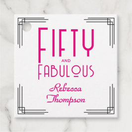 Fifty and Fabulous Hot Pink Art Deco 50th Birthday Geschenkanhänger