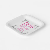 Fifty and Fabulous Hot Pink Art Deco 50th Birthday Pappteller (Gewinkelt)