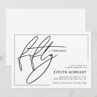 Fifty and Fabulous Minimal 50th Birthday Party Einladung